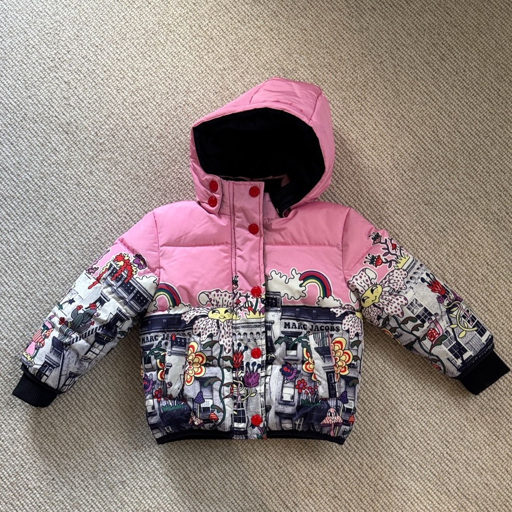 Marc Jacobs Pink and Black Graphic Hooded Jacket